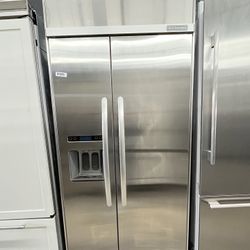 KitchenAid Side By Side 36” Built In Refrigerator Counter Depth 