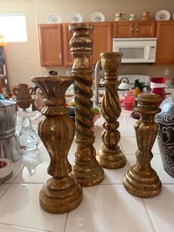 Rustic gold candle holders