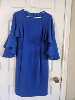 Roz & Ali Royal Blue Ruffle-Sleeve Shift Dress