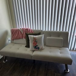 White pleather futon