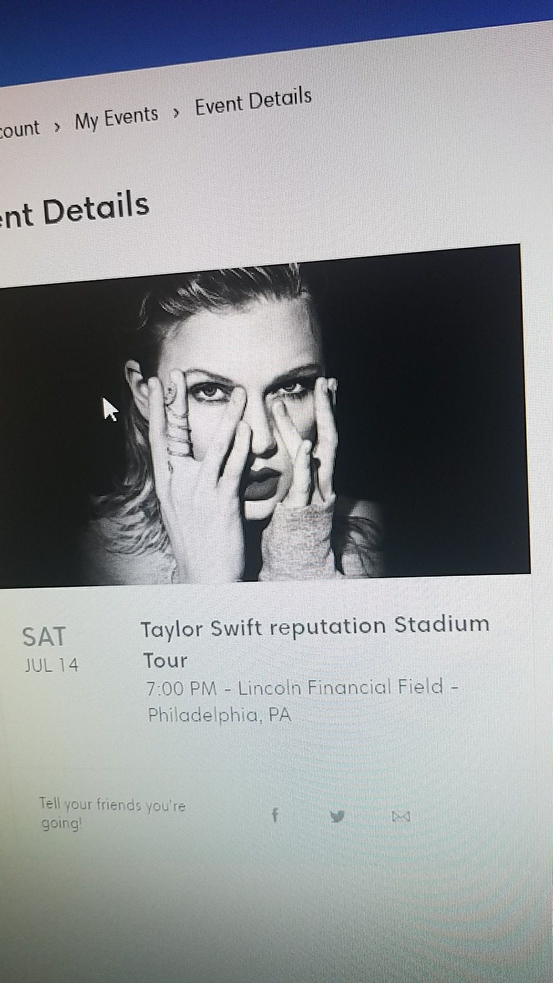 2 Taylor Swift tickets Lincoln Financial Field, sat July 14