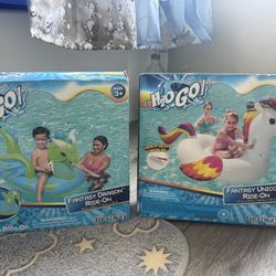 New In Box Kids Large Inflatable Floaters Floatie Dinosaur Unicorn 