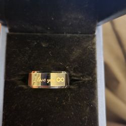 I Love You Ring With The Sagittarius Symbol And Heart On The Inner Band. Tungsten Carbide Size 10 3/4