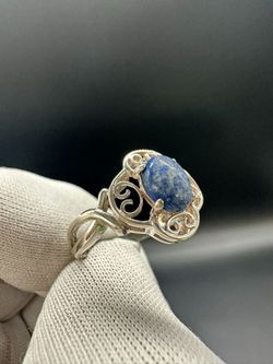 BLUE STONE SILVER RING #34452