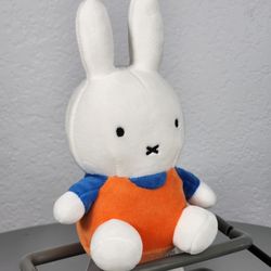 7" Miffy Sitting In Orange Blue Overalls Plush