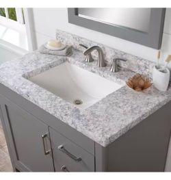 Home Decorators Collection 37 in. W x 22 in. D Cultured Marble White Rectangular Single Sink Vanity Top in Everest@Pal-135