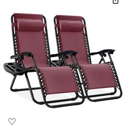 Bcp Brand Burgundy Lawn Chairs (2) 