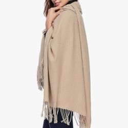 Hoyayo, Wool Shawl Wrap. Measures 78 By 28, Color Light Camel