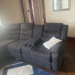 Beautiful Affordable Family Room Sectional Sofa Grey