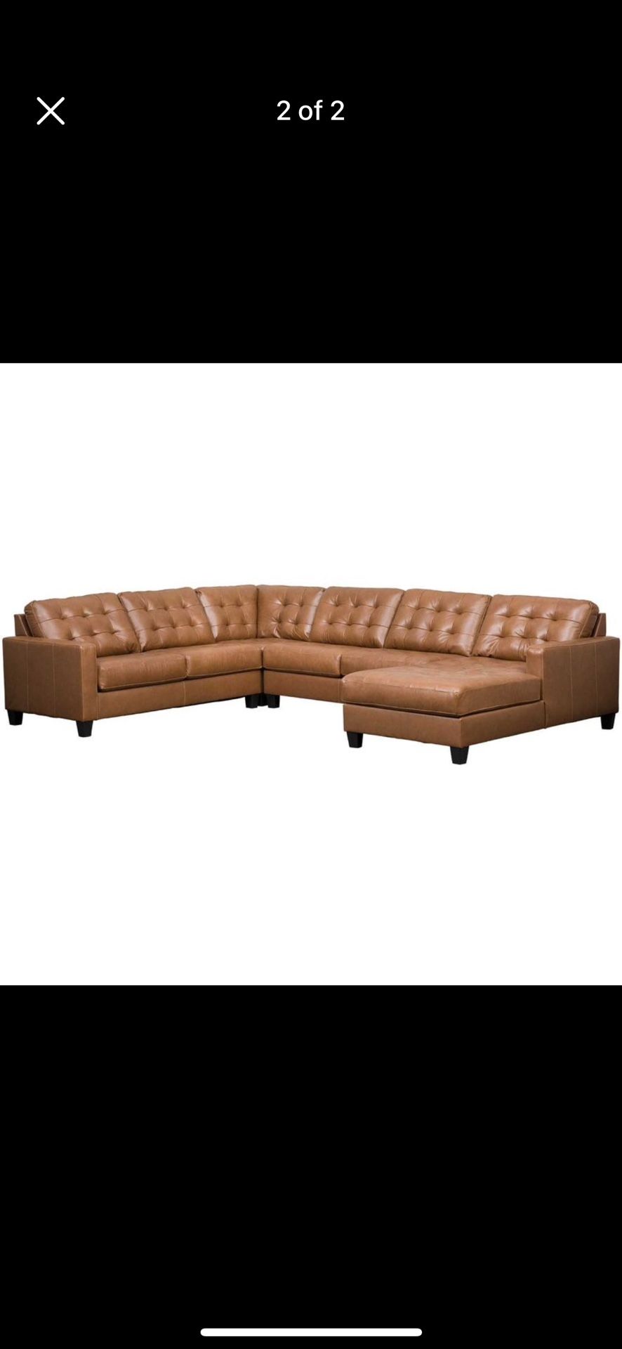 Italian Leather Sectional Couch With Chaise