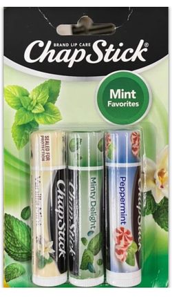 CHAPSTICK MINT FAVORITES 3pk Vanilla Mint, Minty Delight, Peppermint NEW