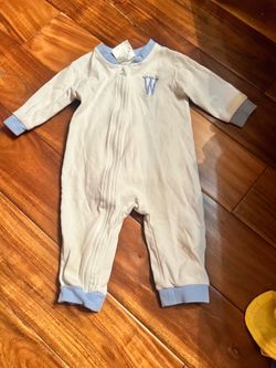 Baby boy Wyatt monogram sleeper. Size 6/9 months