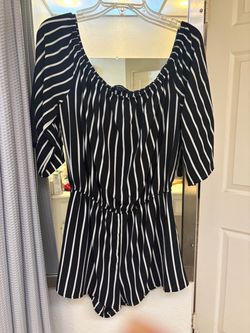 Black and White Striped Romper