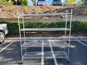 Rolling Wire Shelves With 4 Shelves 72H X 72L X 18W