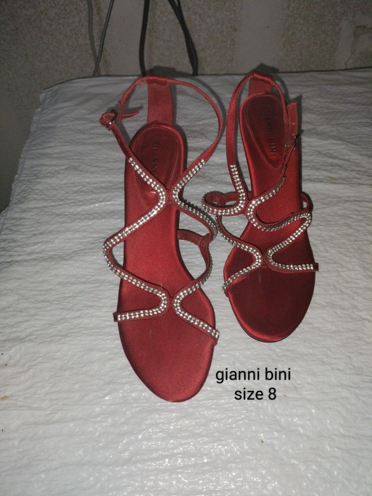 Red And Rhinestone Heels Size 8