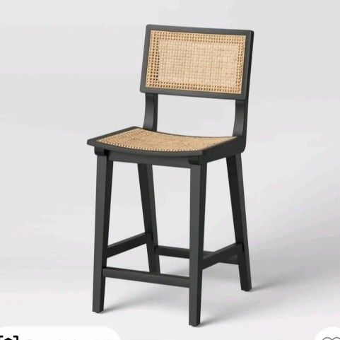 $85 P111#5 Tormod Backed Cane Counter Height Barstool negro/Natural 