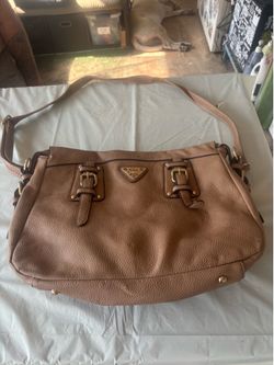 Brown leather handbag