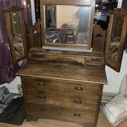 Antique Dresser With Mirror Attached/Vanity. Sure.