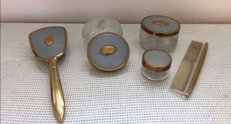Antique glass vanity set