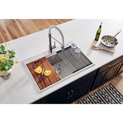 Brand New Ruvati 30” Stainless Steel Workstation Kitchen Sink (RVH8030)