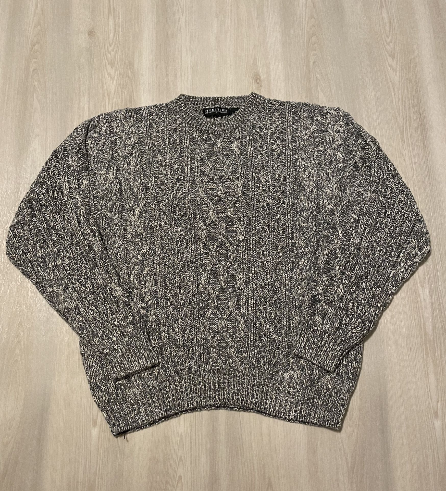 Vintage Structure cable knit sweater mens large.