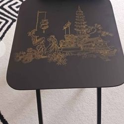 Asian Vintage Hand planted 4 piece foldable trays with Caddy