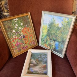 Vintage 11 By 9 Oil On Canvas Signed Set Of Three 