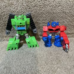 Playskool Transformers Green Rescue Bot Boulder & Optimus Prime set of 2