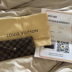 Authentic Louis Vuitton Origami Long Wallet Damier Ebene with Dust bag and Certificate of Authenticity 
