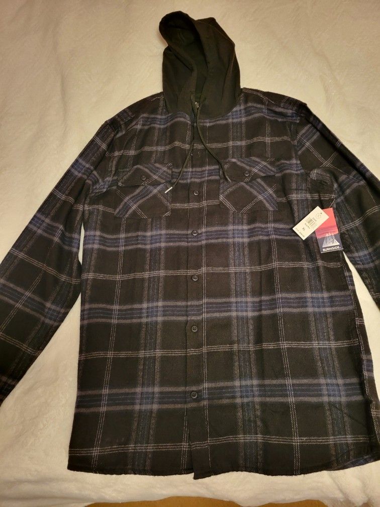 Burnside Mid Weight Flannel Hoodie Shirt 