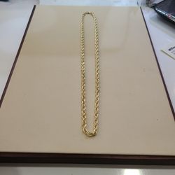 10KY Gold Solid Rope HOLLOW chain 5mm 20 Inches