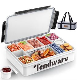 New Chilled Portable Snackle Box Container with Ice Pack, Divided Serving Tray with Insulated Bag