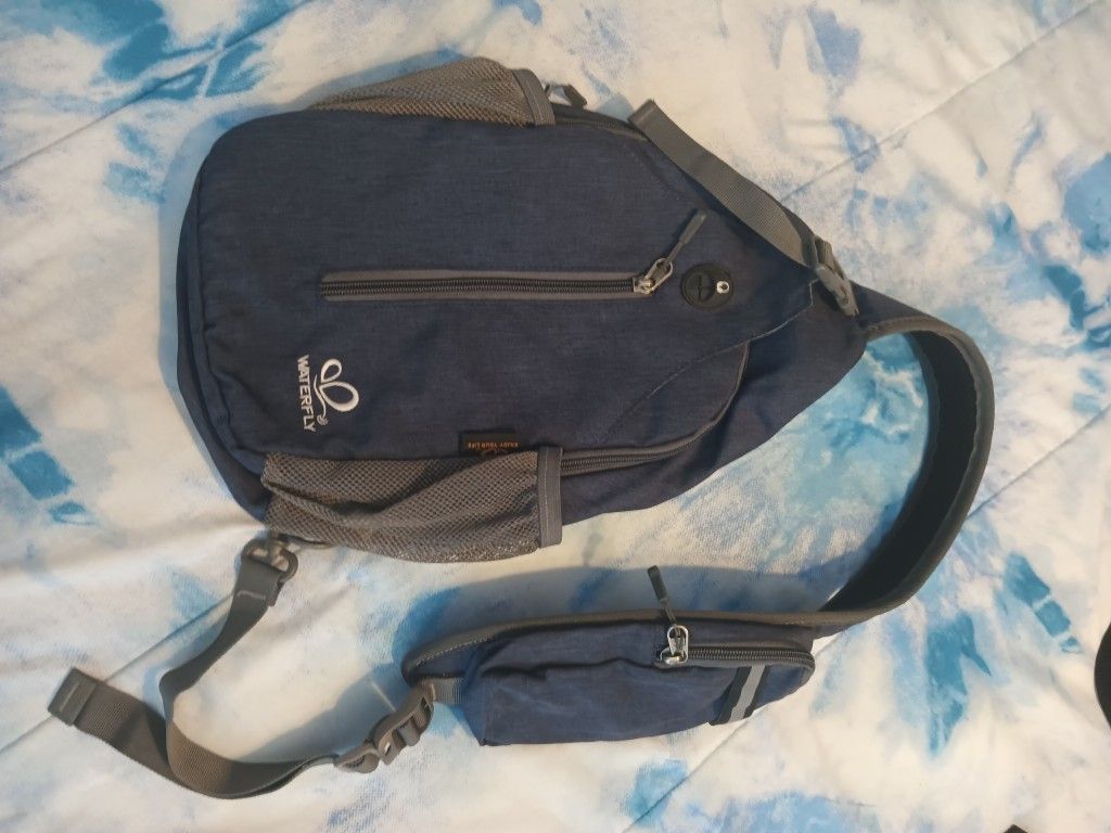 Waterfly Crossbody Sling Bag Travel Hiking Bag Daypack in Denim