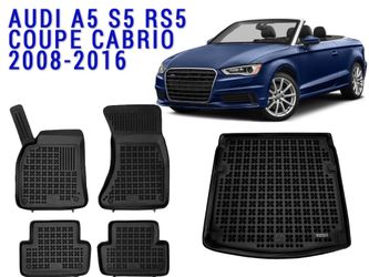 All weather floor mats trunk liner set for Audi A5 coupe cabrio 2008-2016 3D Custom Fit