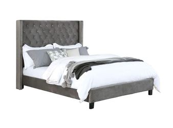 Beautiful Gray King Platform Bed Frame