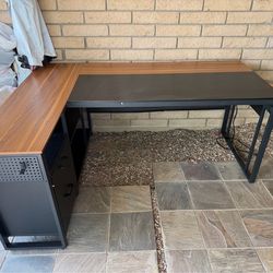 71" L Shaped Gaming Desk, Computer Desk with Power Outlets & Drawers, Home Office Desks Corner Desk with Open Shelf and Storage Cabinet for Home Execu