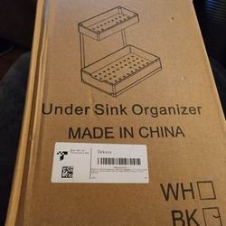 DEKAVA Under Sink Organizer L-Shaped, 2 Tier Bathroom Organizer, Narrow Space Under Sink Organizers and Storage for Kitchen Bathroom (Black, 1 Pack)