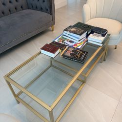 coffee table, chairs, lamp 