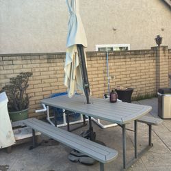 Outside Table With Umbrella 