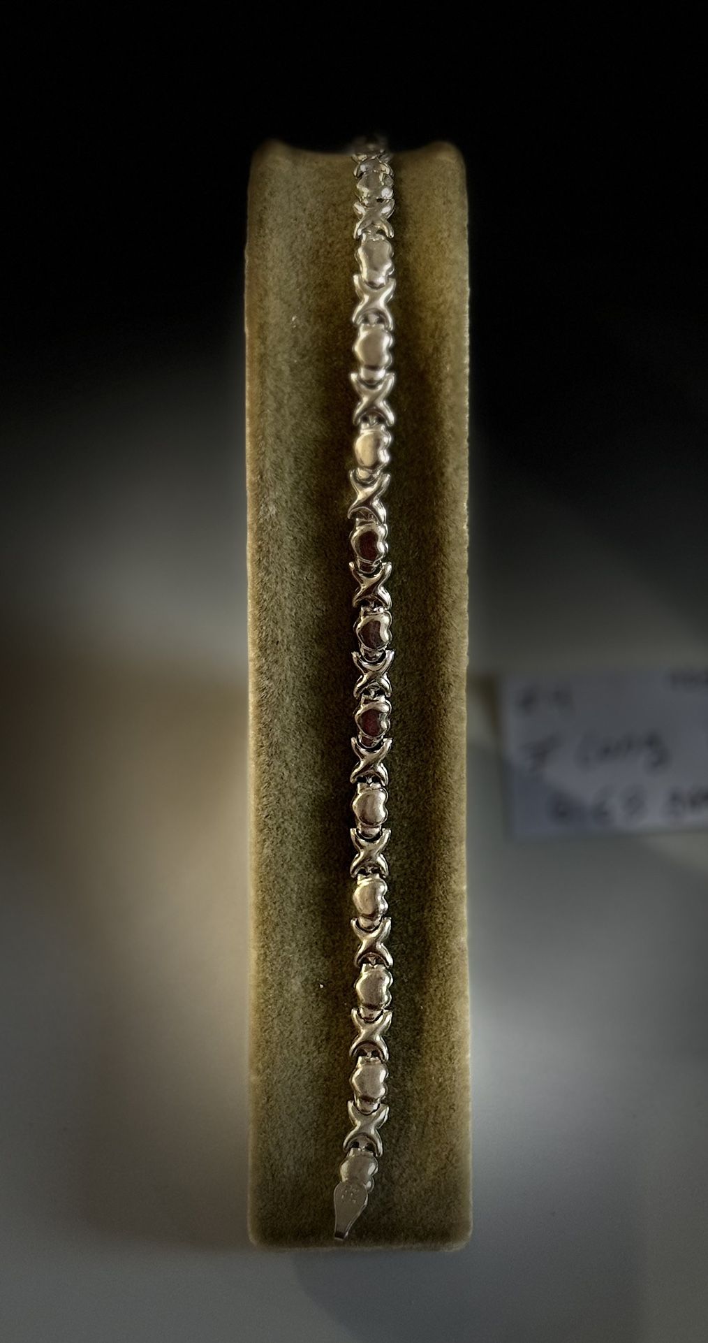  Italian 925 sterling silver X Heart  bracelet,  6.68 grams 7" long Please look at my profile to see more items