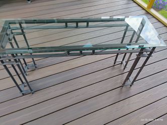 Glass and metal console/sofa table.