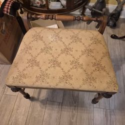 MCM SOLID WOOD VANITY, CHAIR WITH CUSHION SEAT