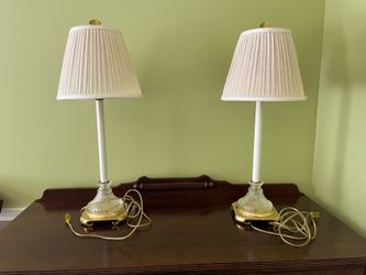 Matching lamps with solid gold and glass base