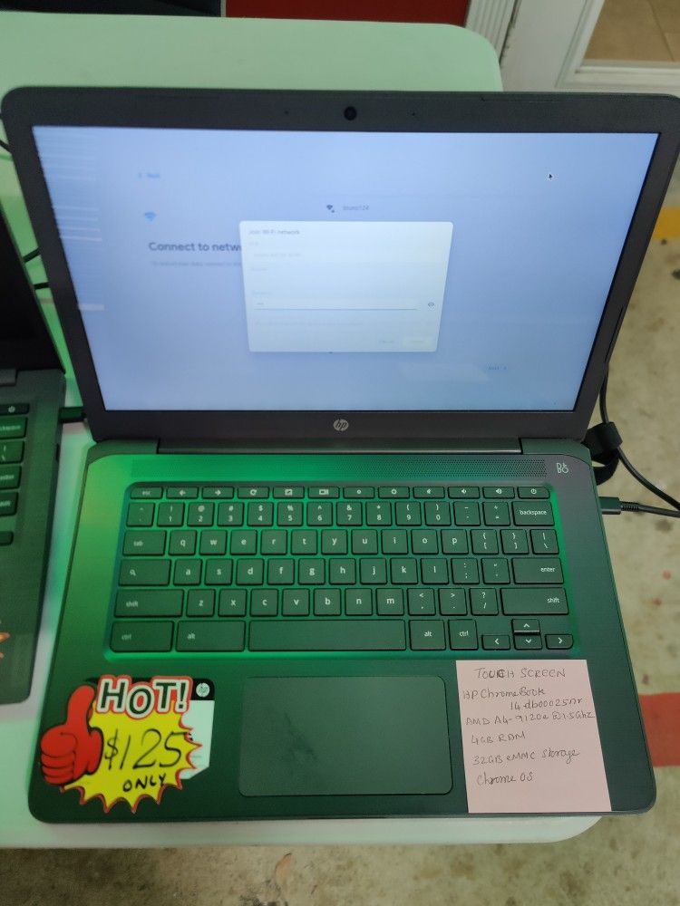 HP 14" Touch Screen Chromebook 4GB Ram 32GB EMMC Storage, Latest C Type Charger included.