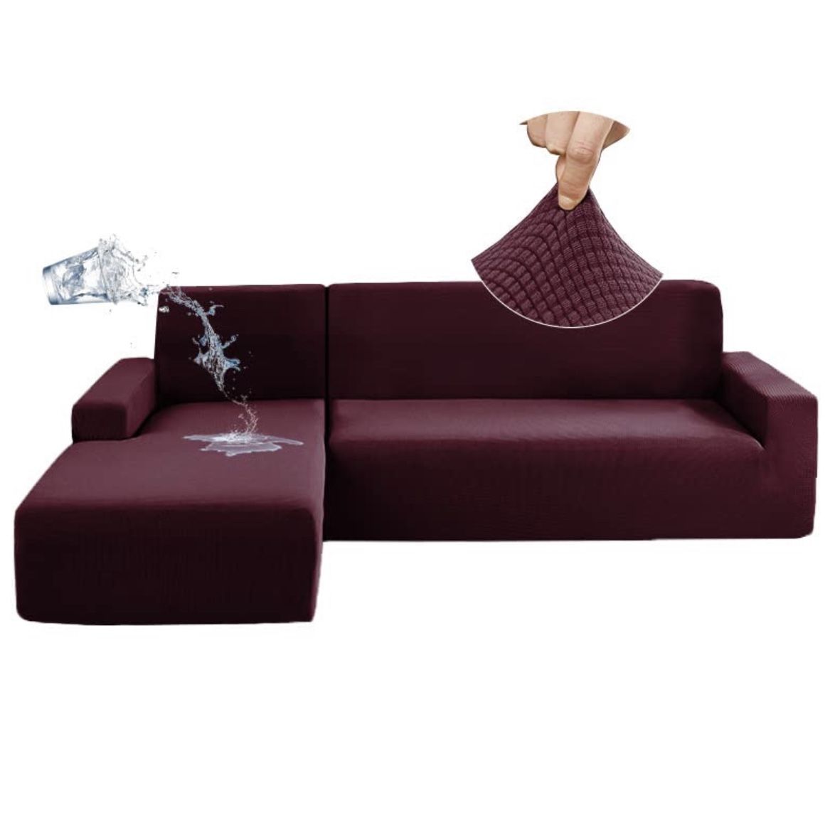 Arfntevss 100% Waterproof Sectional Couch Covers L Shape Sofa Cover for Dogs Stretch 2 Pieces Jacquard L-Shaped Slipcovers Set Living Room Anti Slip