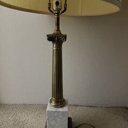 Brass and Marble Cornithian Column Lamp