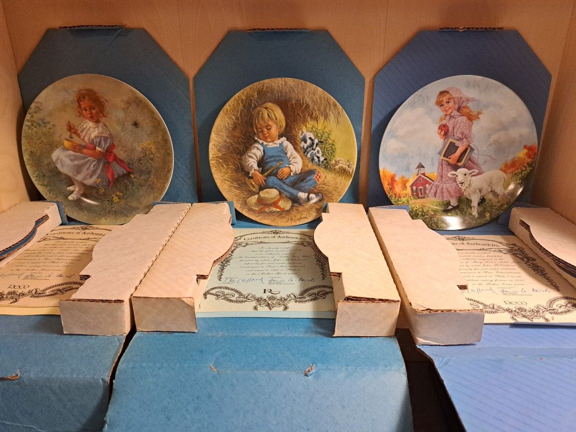 Mother Goose Nursery Rhymes collector plates John McClelland Lot of (3) by RECO