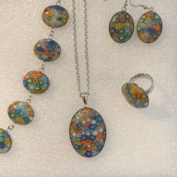 Pressed Flower Necklace Set Absolutely Beautiful ! 