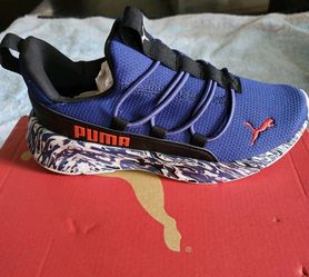 *NEW* Puma One4All 2.0 Crazy Kits Jr Shoes Blue Jewel-Fierce Red Slip-On Shoes Size Junior 4 Women's 5