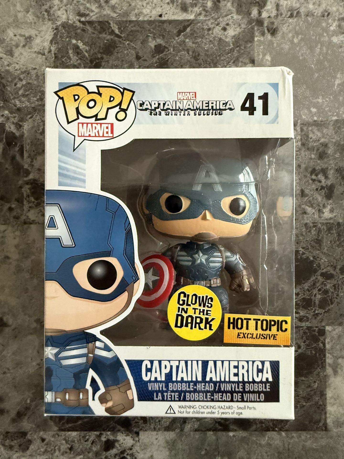 Funko Pop Marvel #41 Captain America Glow in the Dark Hot Topic Exclusive Rare